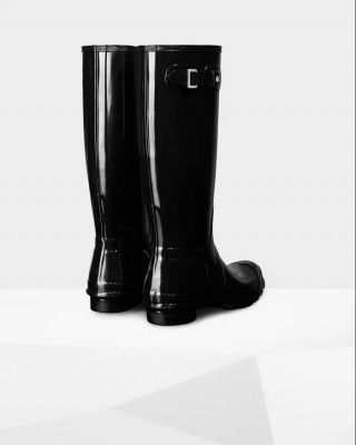 Hunter - Womens Original Tall Gloss Wellington Boots - Black